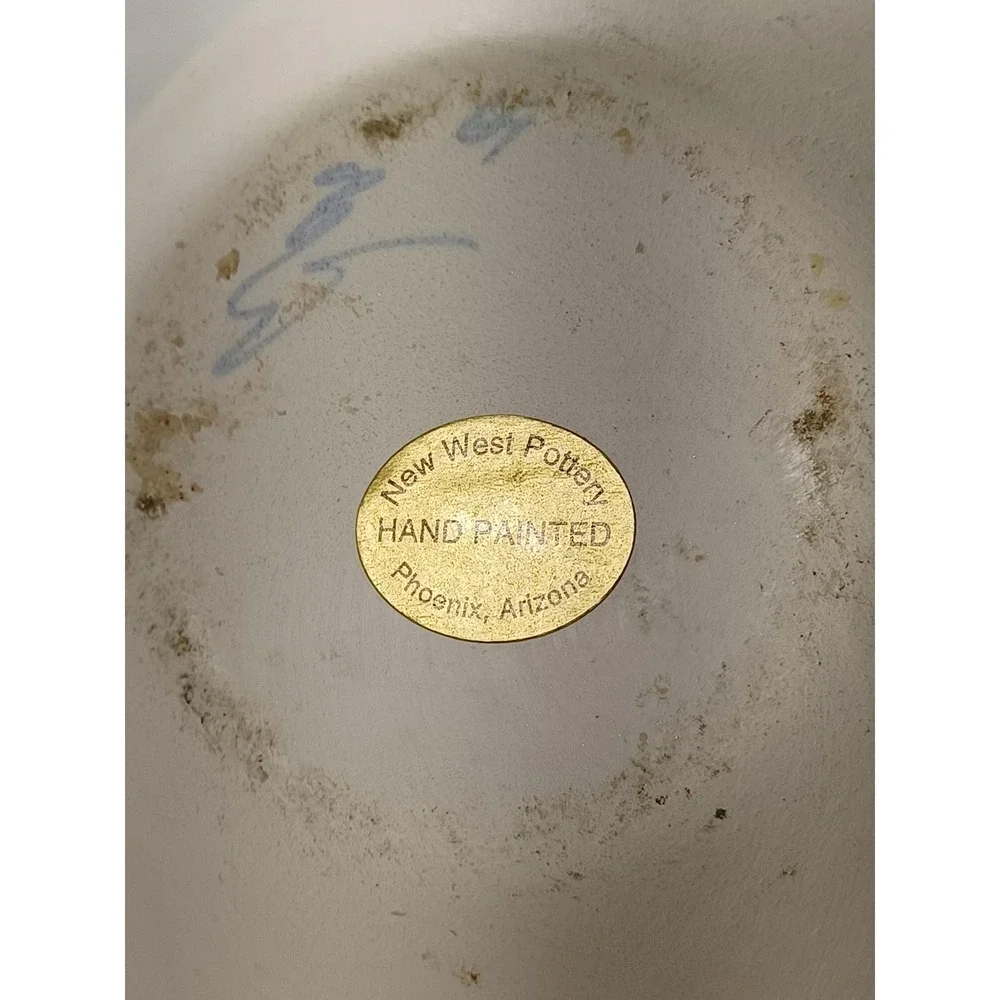 New West Pottery Hand Painted Double Spout Wedding Vase Southwest Blue Arizona - Picture 4 of 7